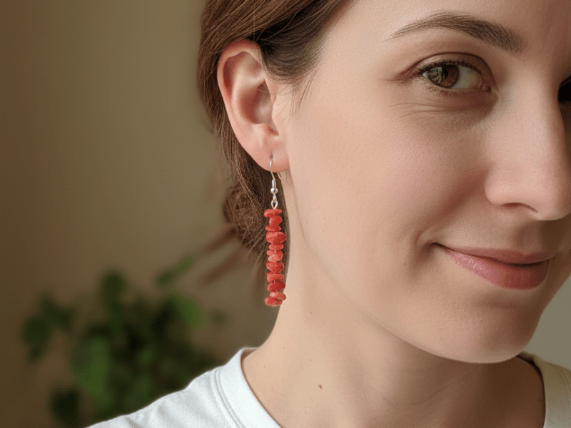 Red Coral Earrings