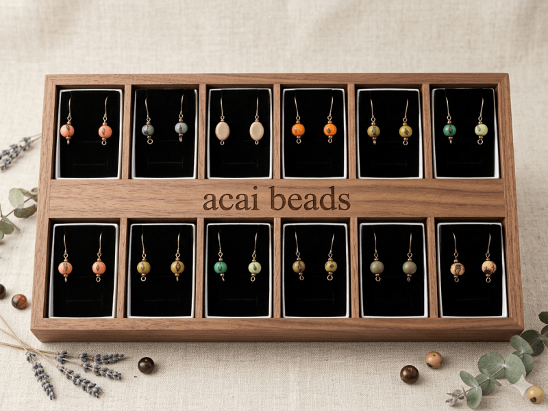 Nature’s Palette: Handcrafted Acai Bead&nbsp;Earrings